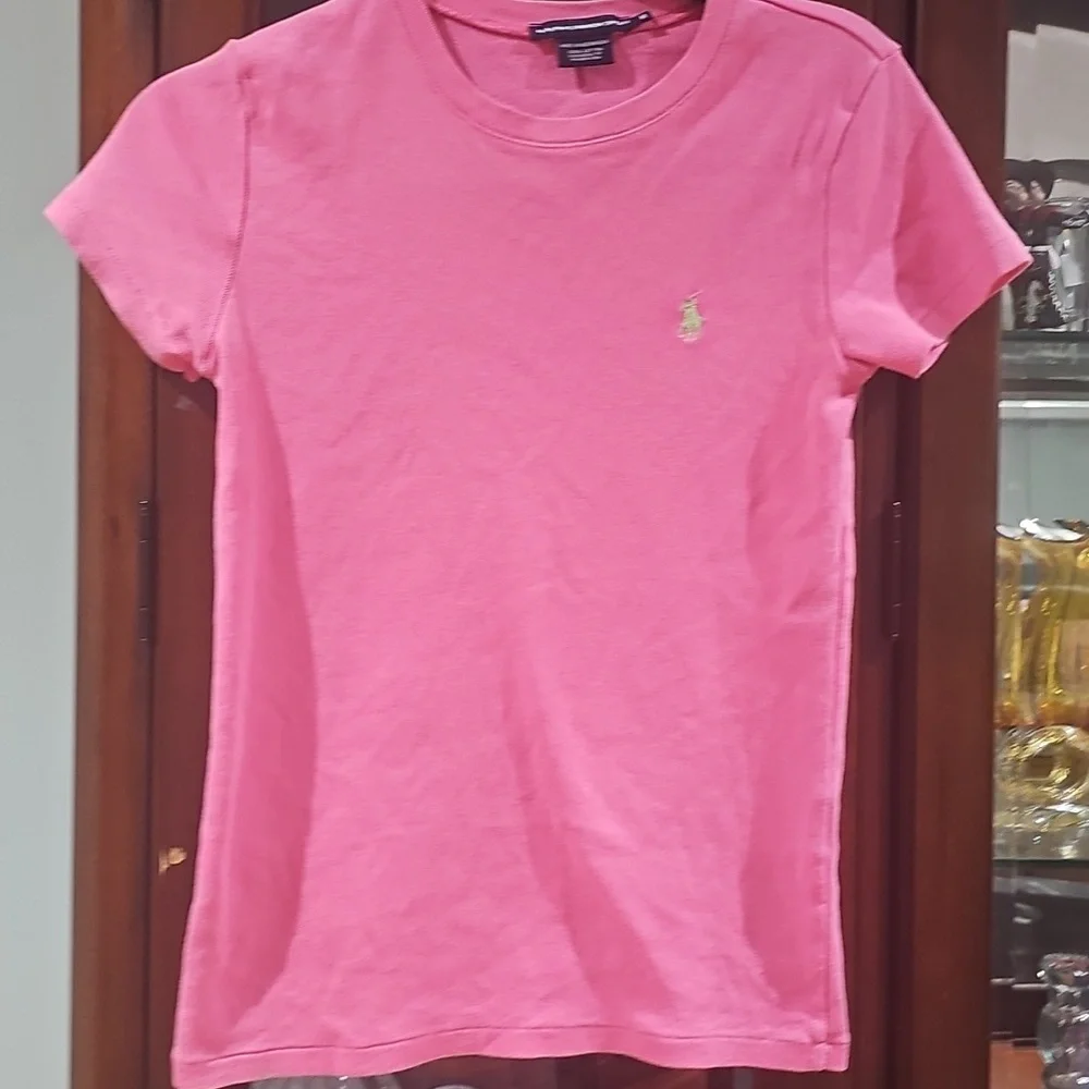Ralph Lauren Sports Classic Jersey Logo Tee Shirt Pink Size Medium